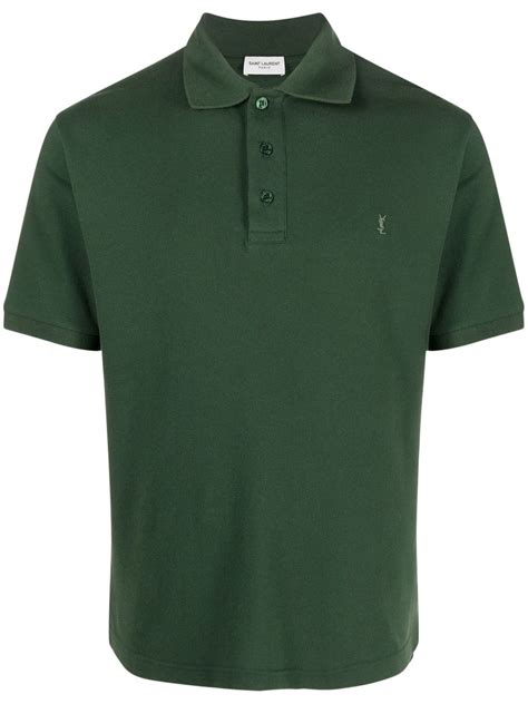 Shop Saint Laurent YSL Logo Polo Shirt 